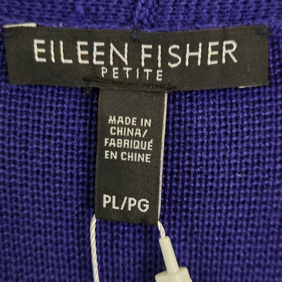 Eileen Fisher NWT Silk Organic Cotton Sustainable Royal Cardigan Sweater Size PL - Picture 5 of 6